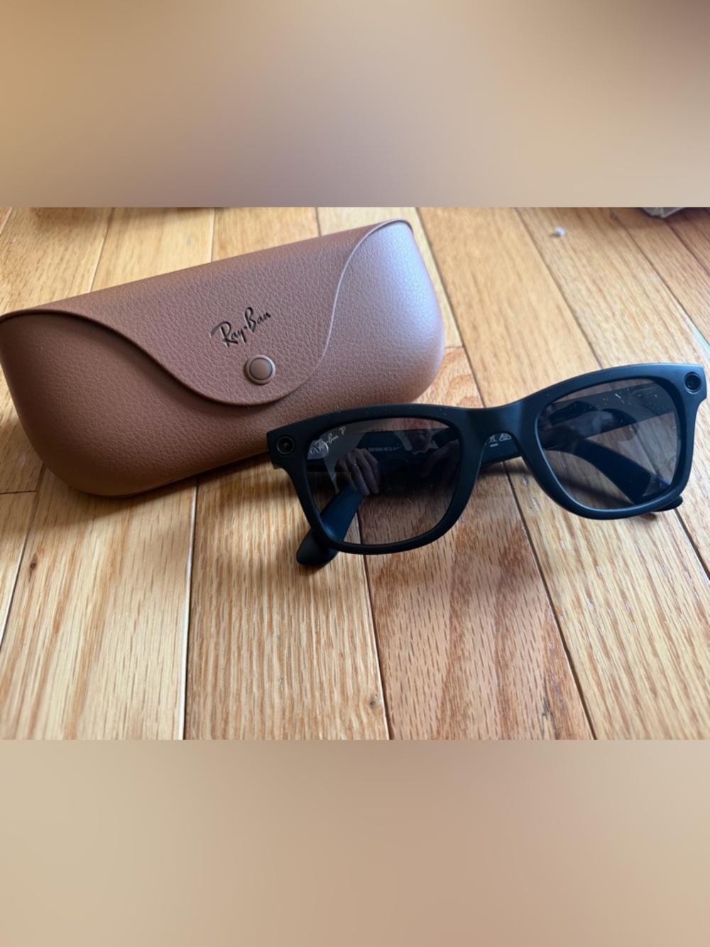 Ray-Ban Black Frame Sunglasses with Brown Case